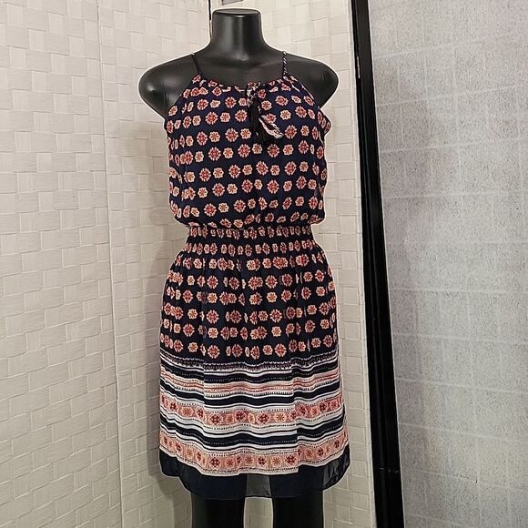 BRAND NEW ENFOCUS STUDIO SLEEVELESS MULTI-COLOR SHIFFON MINI DRESS - Picture 9 of 14